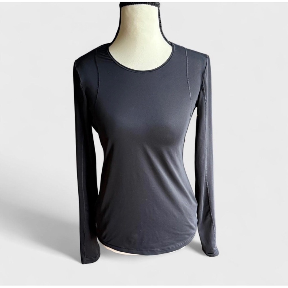 Black Athleta Long Sleeve Top with Cut Out Back‎ Sz XXS